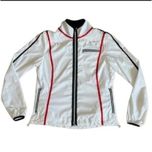 GG BLUE LIGHTWEIGHT WINDBREAKER JACKET GROMMET DETAIL POCKET HIGH NECKLINE MED